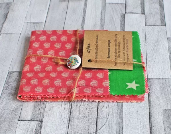 Beeswax Wraps (Green & Pink Stars)