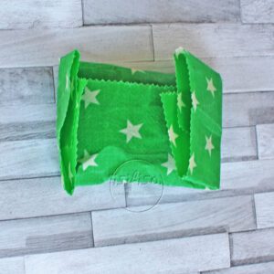 green stars beeswax wrap folded ready to store