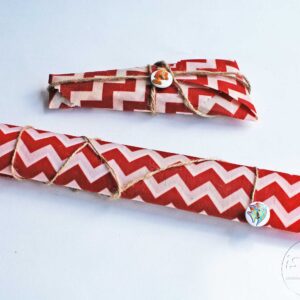 Red chevron beeswax wraps packaged for travel