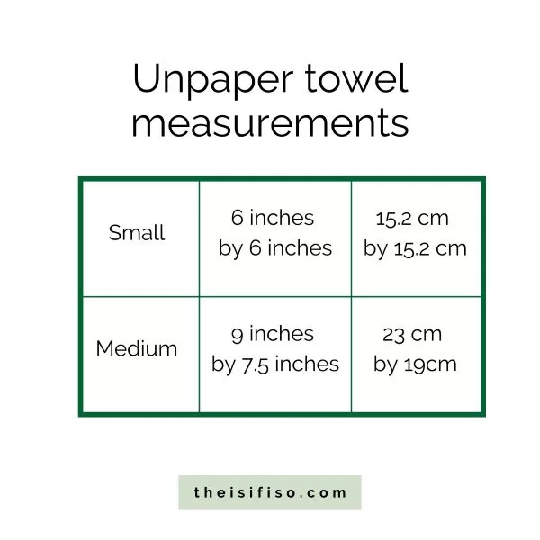 unpaper towels home wipe measurements