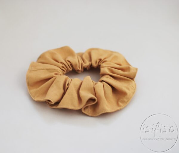 Plain light brown eco scrunchie from fabric off cuts