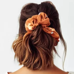 large scrunchies big scrunchies red brown cotton