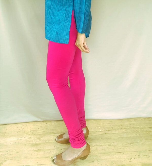 breathable Leggings Pink with blue top side view 1