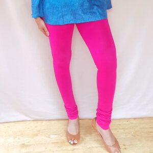 breathable Leggings pink with blue top front view 1