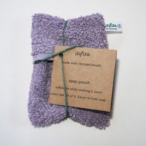 Reusable Soap sock in Light purple packaged on white background