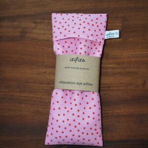 Aromatherapy eye pillow - Pink and red spots relaxation lavender eye pillow packaged