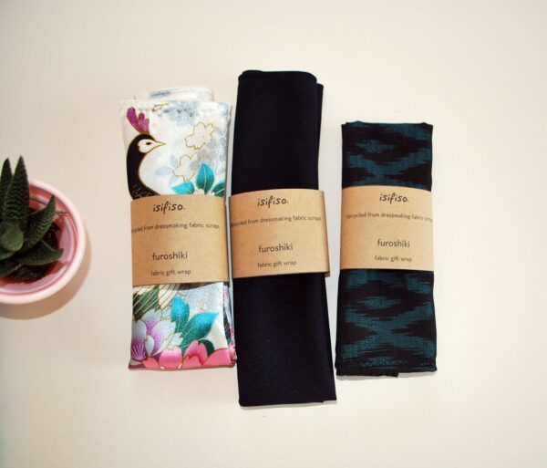 3 fabric gift wraps packaged - eco friendly products from isifiso