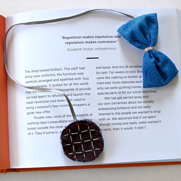 Sashiko bookmark beginner workshop | London sustainable team building workshop
